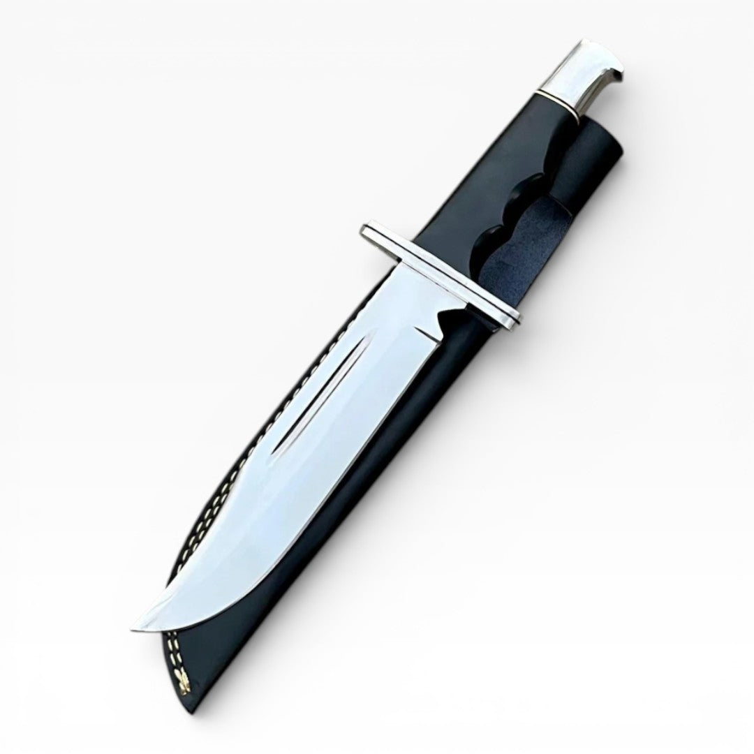 Knife with a black sheath on a white background