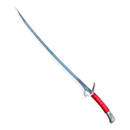 Sword with red hilt on a white background