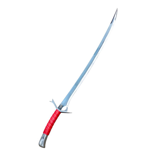 Sword with red hilt on a white background