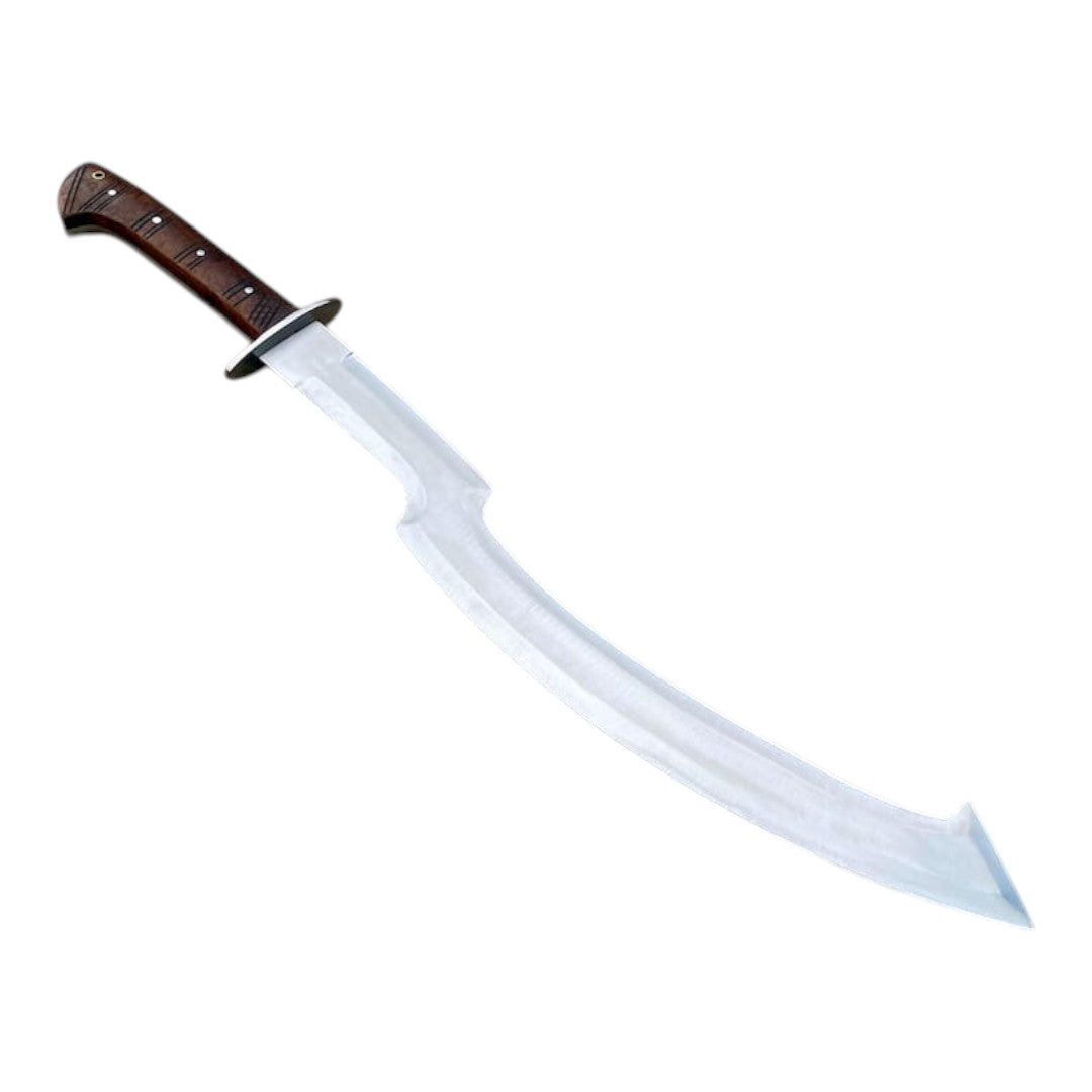 Sword with a brown handle on a white background