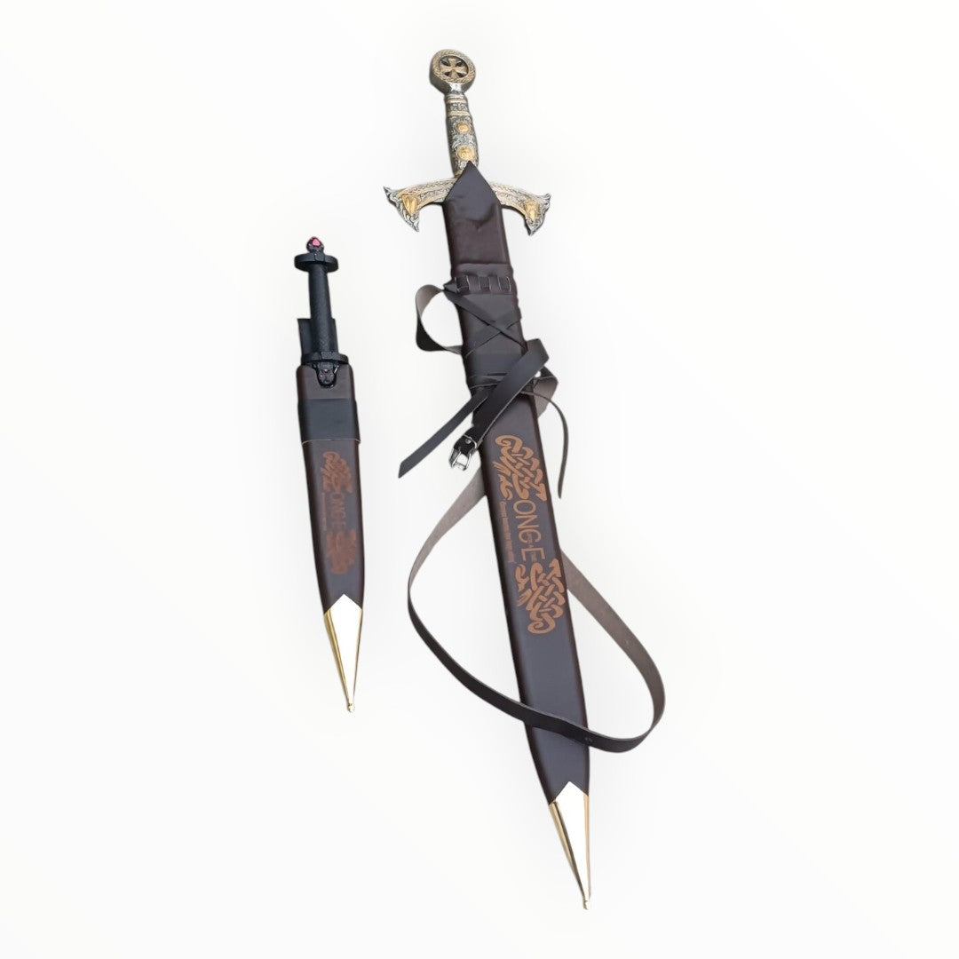 Decorative sword with sheath on a white background