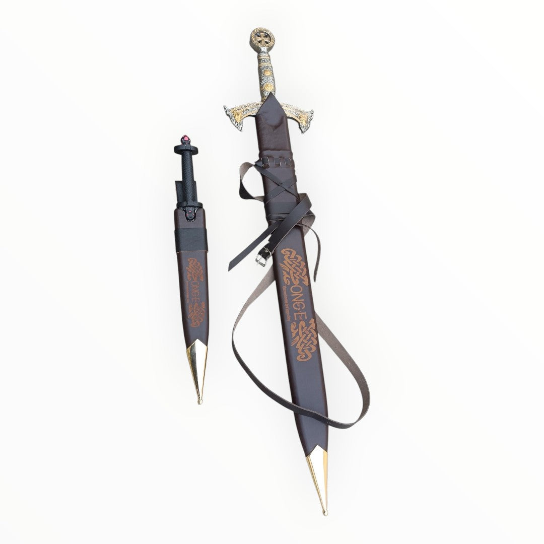 Decorative sword with sheath on a white background