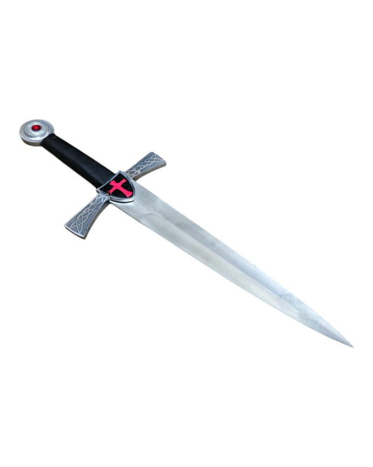 Decorative sword with a red cross on a white background