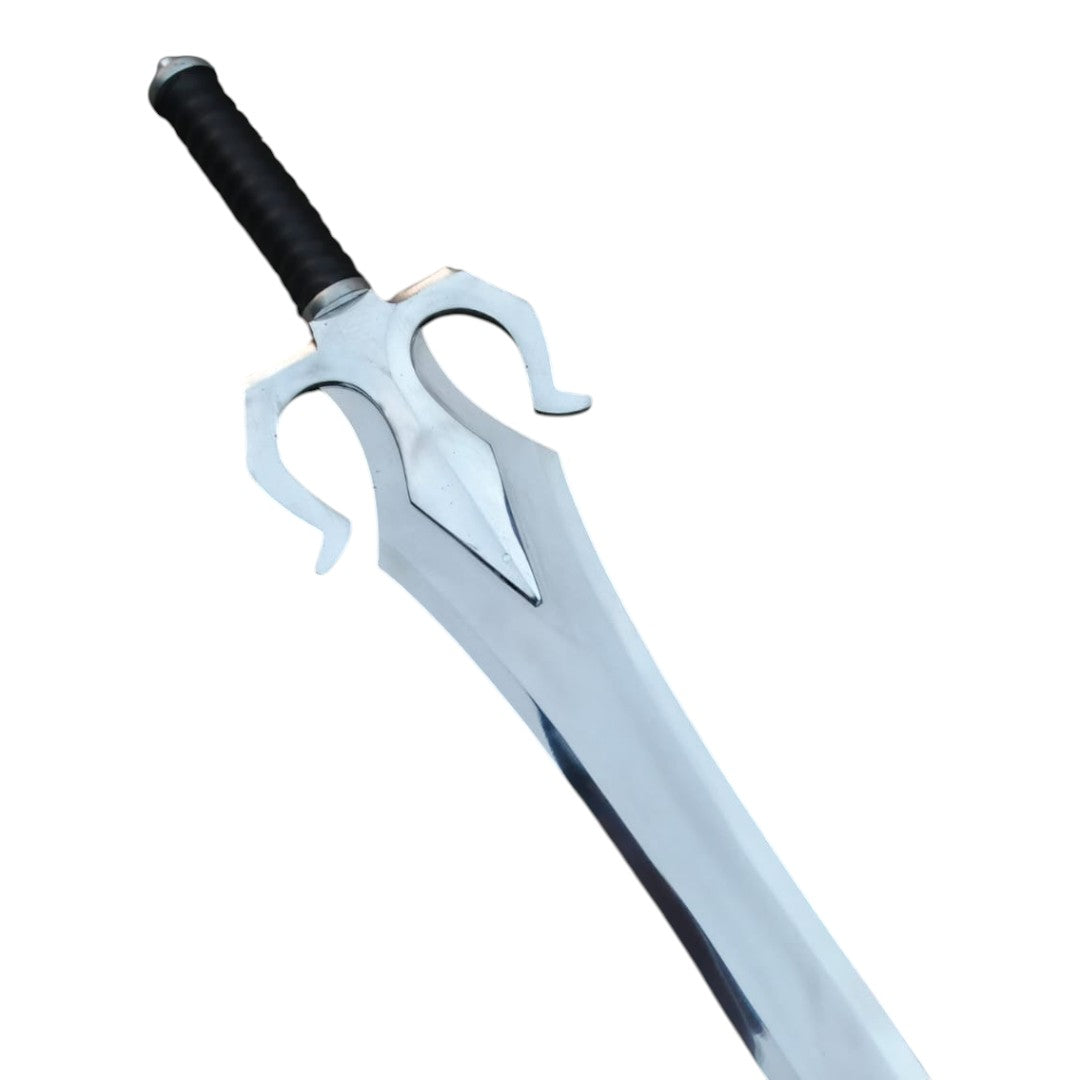Sword with a detailed hilt on a white background