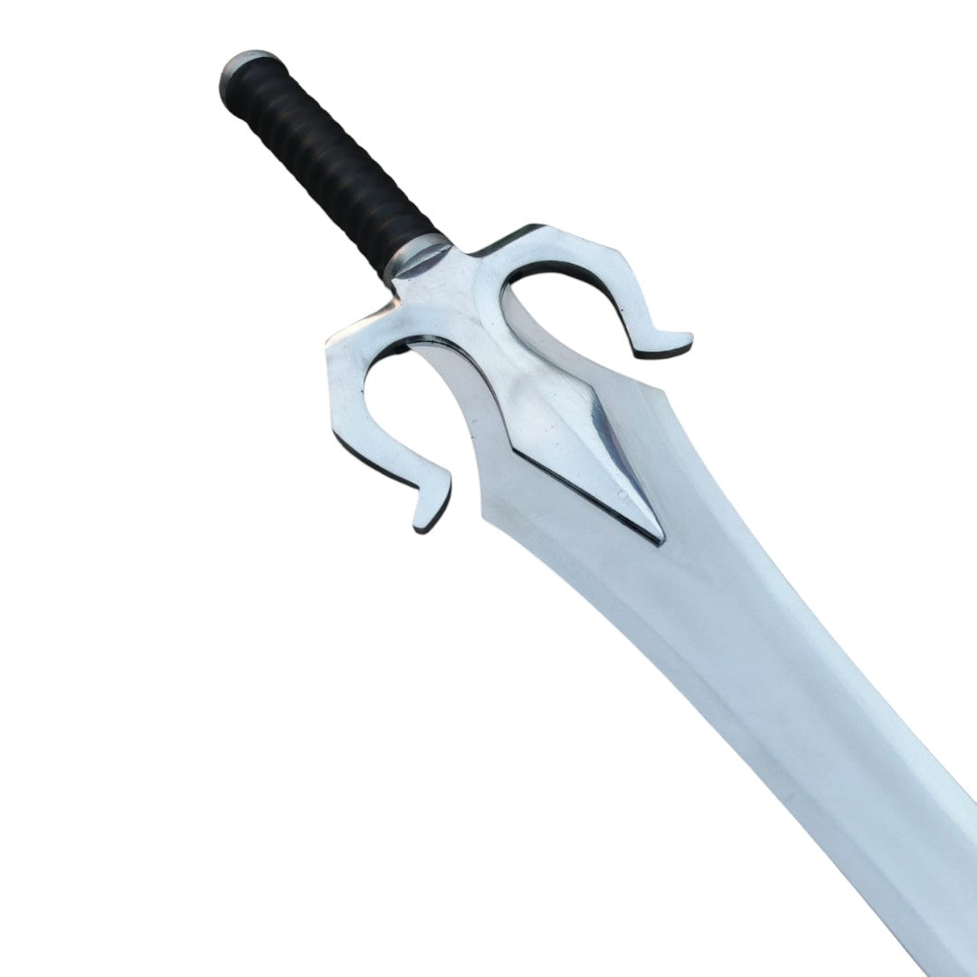 Sword with a black handle on a white background