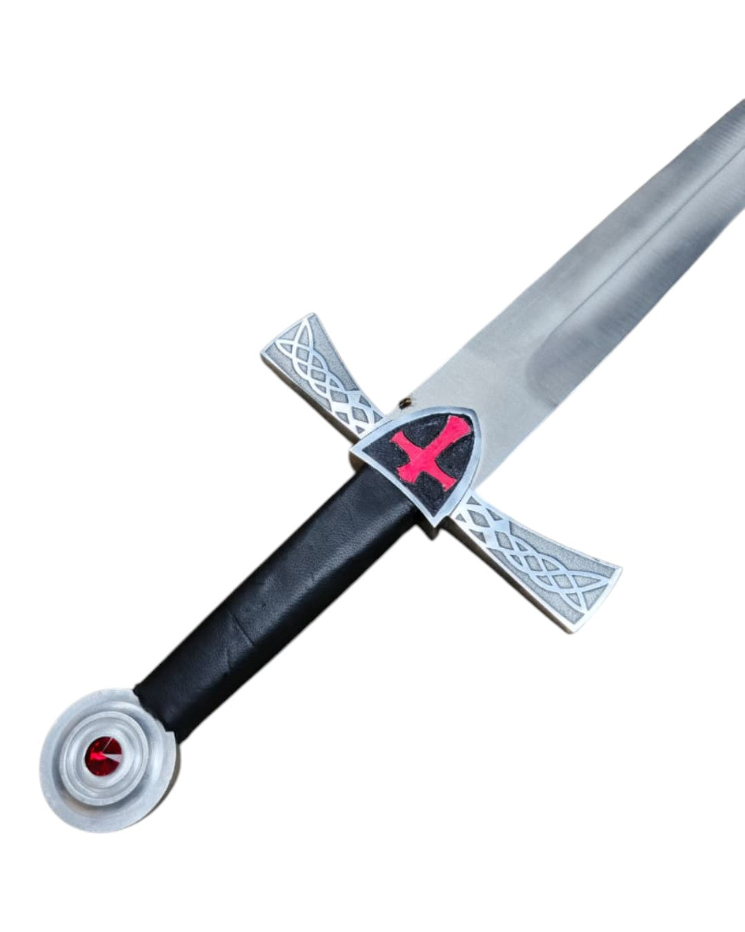 Decorative sword with a detailed hilt on a white background