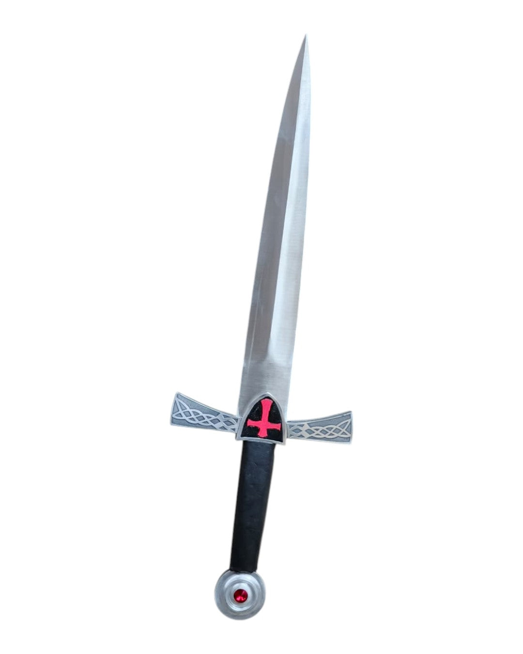 Decorative sword with a red cross on a white background